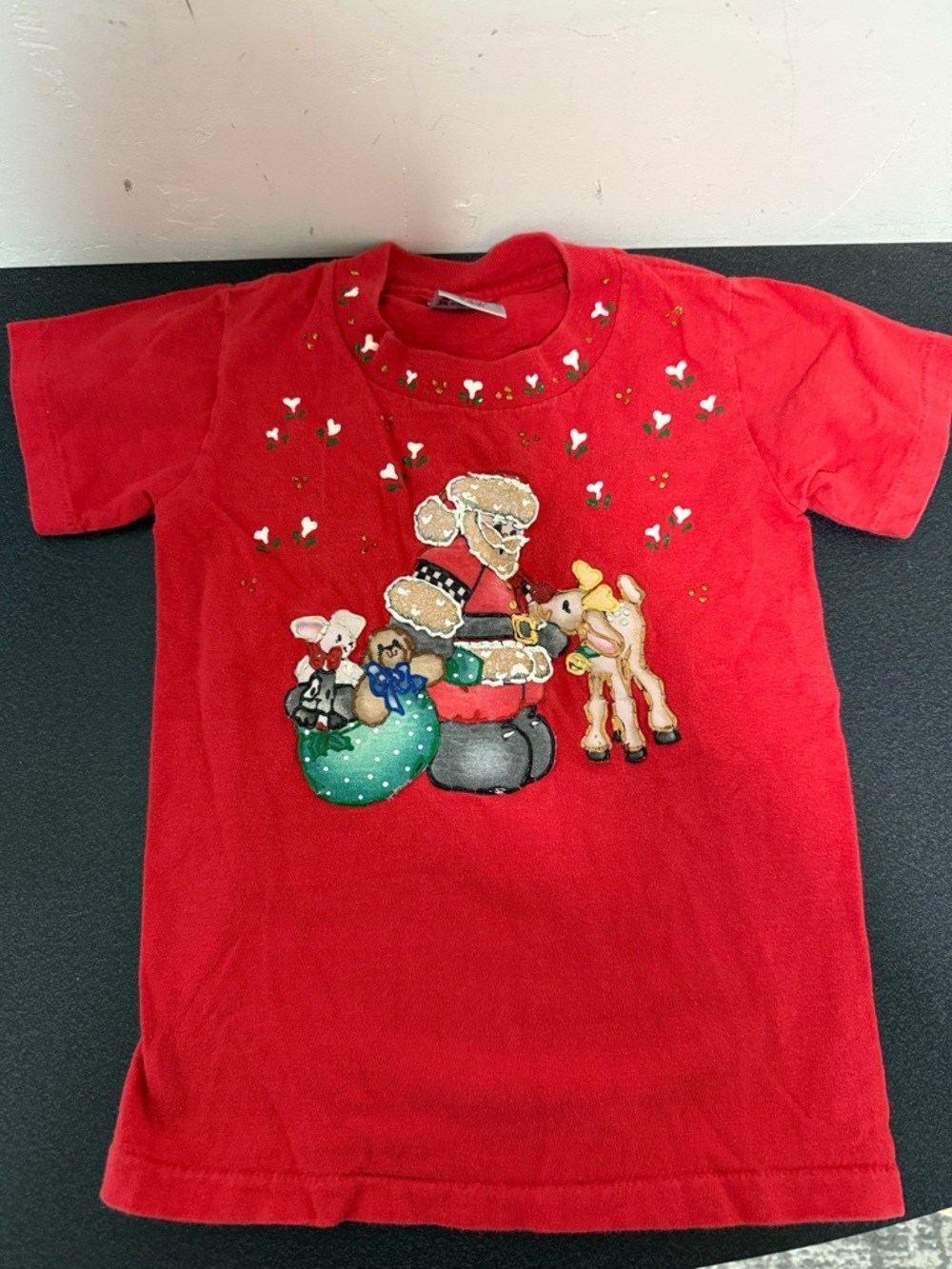 Kids Red Santa Holiday T-Shirt 1990’s